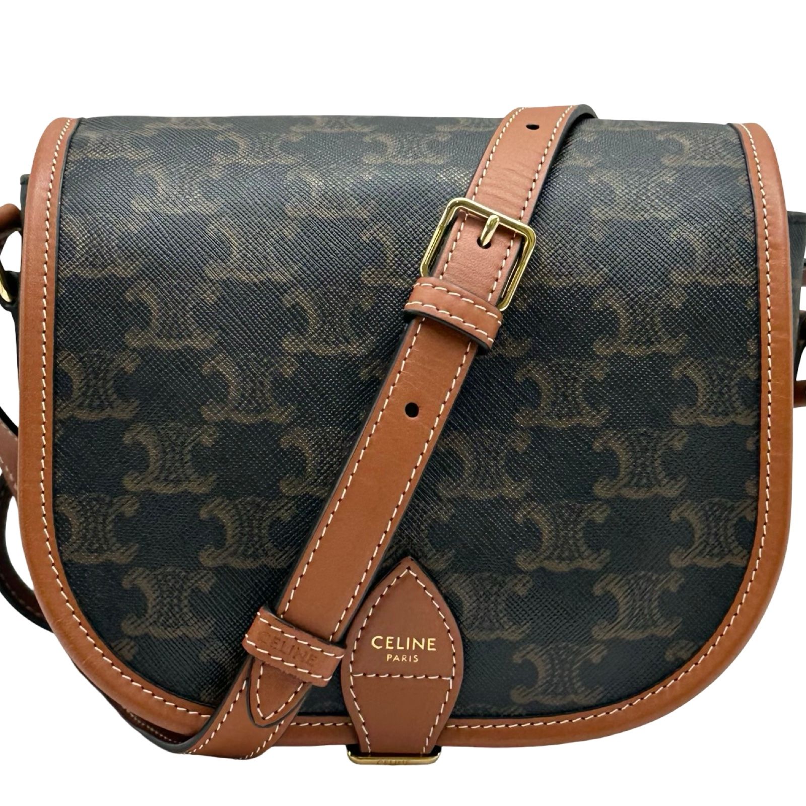 セリーヌ CELINE ミディアムフォルコバッグ 191502 ダークブラウン/タン トリオンフキャンバス　 レディース ショルダーバッグ