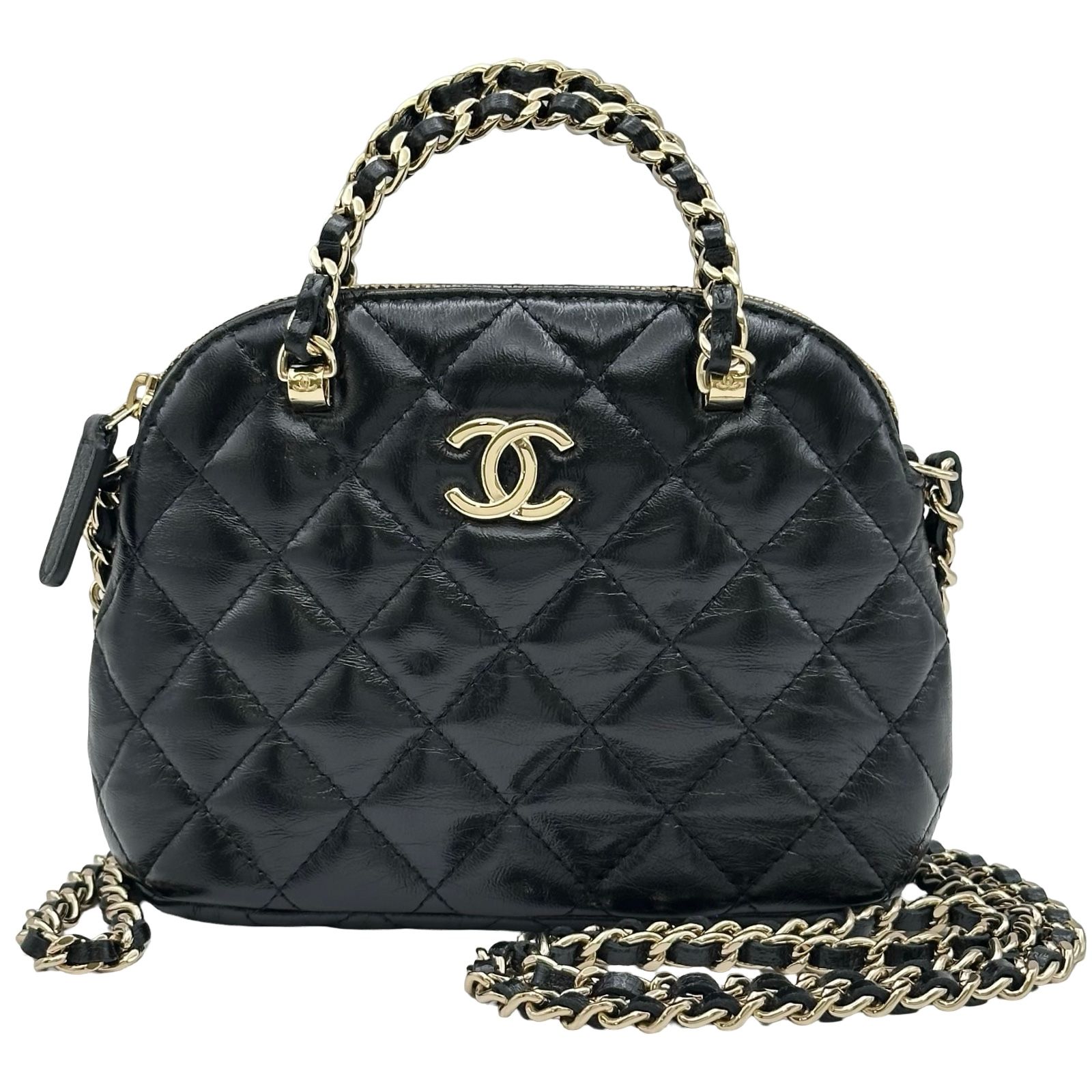 シャネル CHANEL マトラッセチェーンハンドルショルダー AP3354 ブラック ゴールド金具 シャイニーラムスキン レディース ショルダーバッグ