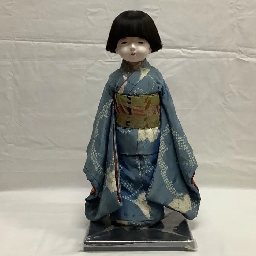 アウトレット商品】市松人形 男の子 久楽朋 34cm 綸子コバルトブルー