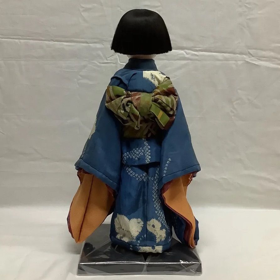アウトレット商品】市松人形 男の子 久楽朋 34cm 綸子コバルトブルー