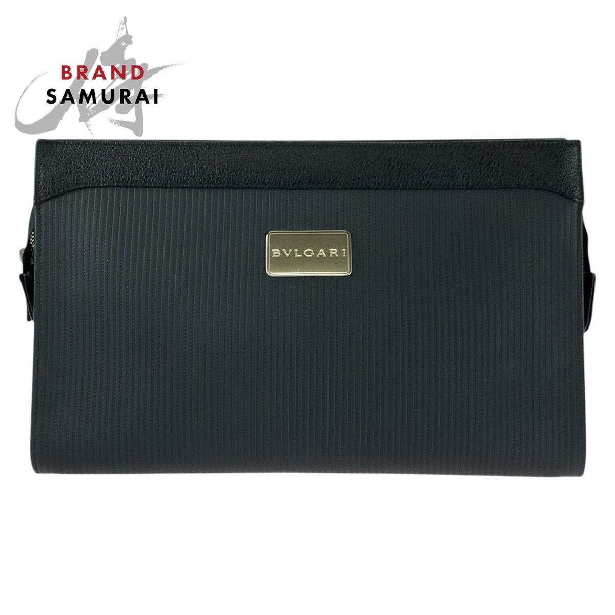 美品 BVLGARI ブルガリ ミレリゲ ブラック 黒 シルバー金具 PVC クラッチバッグ セカンドバッグ メンズ 603718【中古】