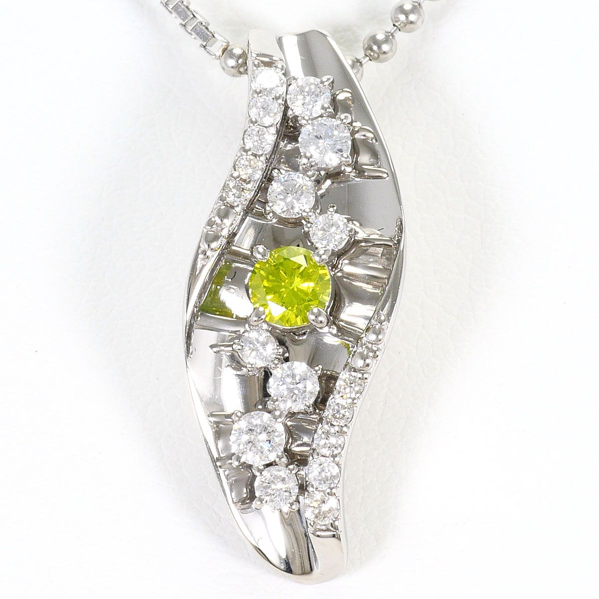 ネックレス イエローダイヤモンド 0.155ct ダイヤモンド 0.36ct カード鑑別書 総重量約8.1g 約40cm