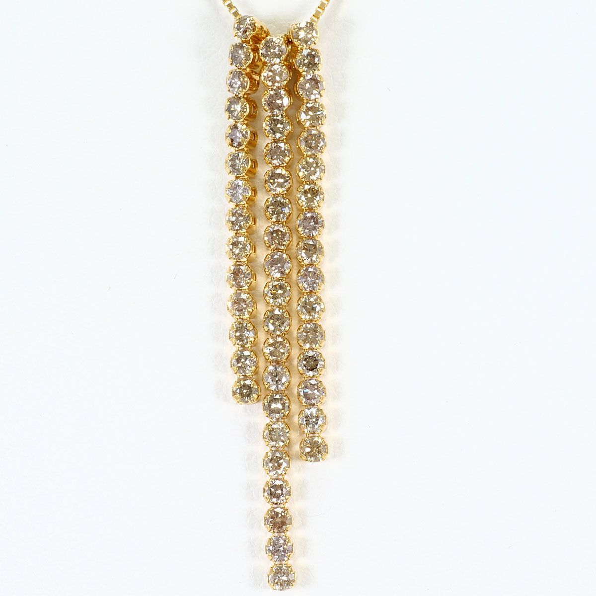 K18YG ネックレス ブラウンダイヤモンド 0.35ct 0.40ct カード鑑別書 総重量約2.8g 約45cm