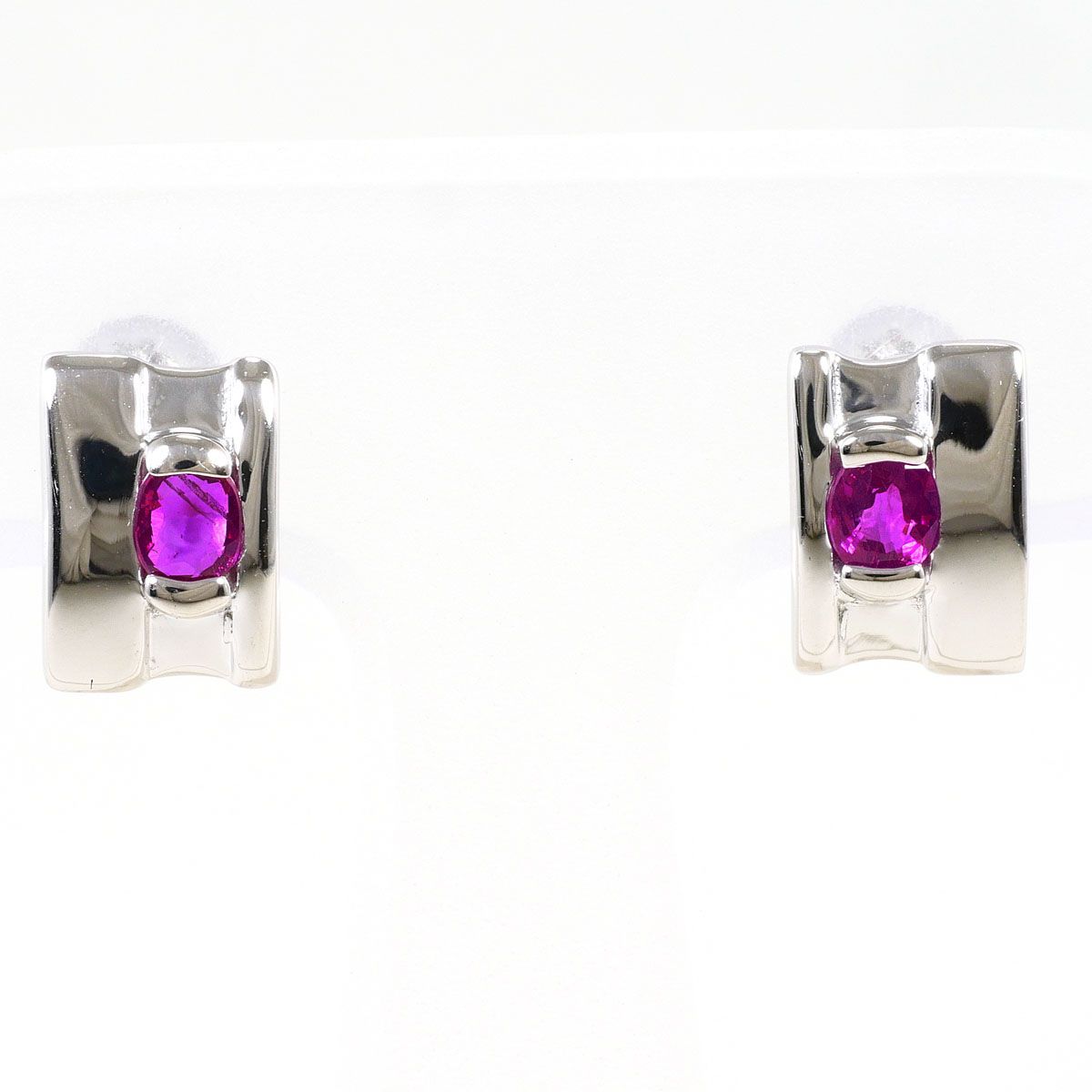 PT850/プラチナ ピアス ルビー 0.20ct 0.25ct 総重量約3.5g
