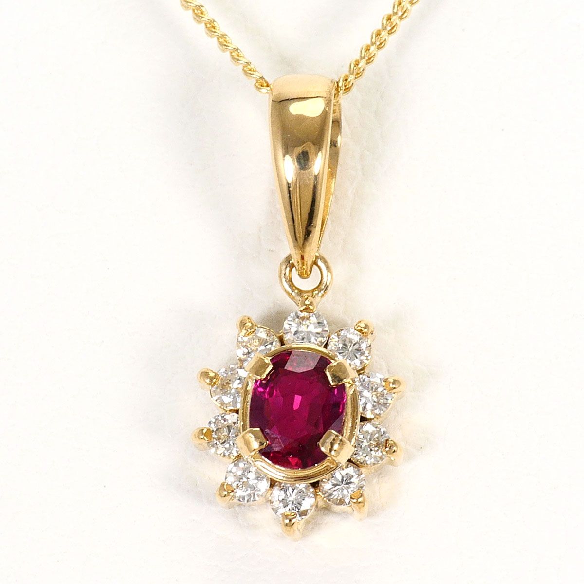 K18YG ネックレス ルビー 0.23ct ダイヤモンド 0.13ct 総重量約2.1g 約40cm
