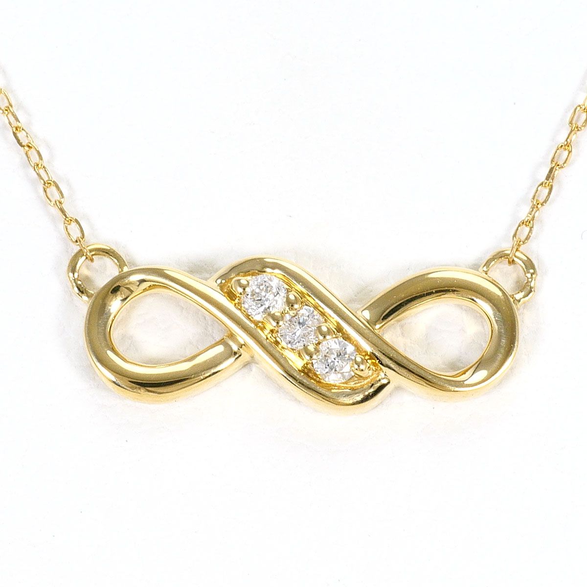 K18YG ネックレス ダイヤモンド 0.05ct 総重量約1.4g 約42cm
