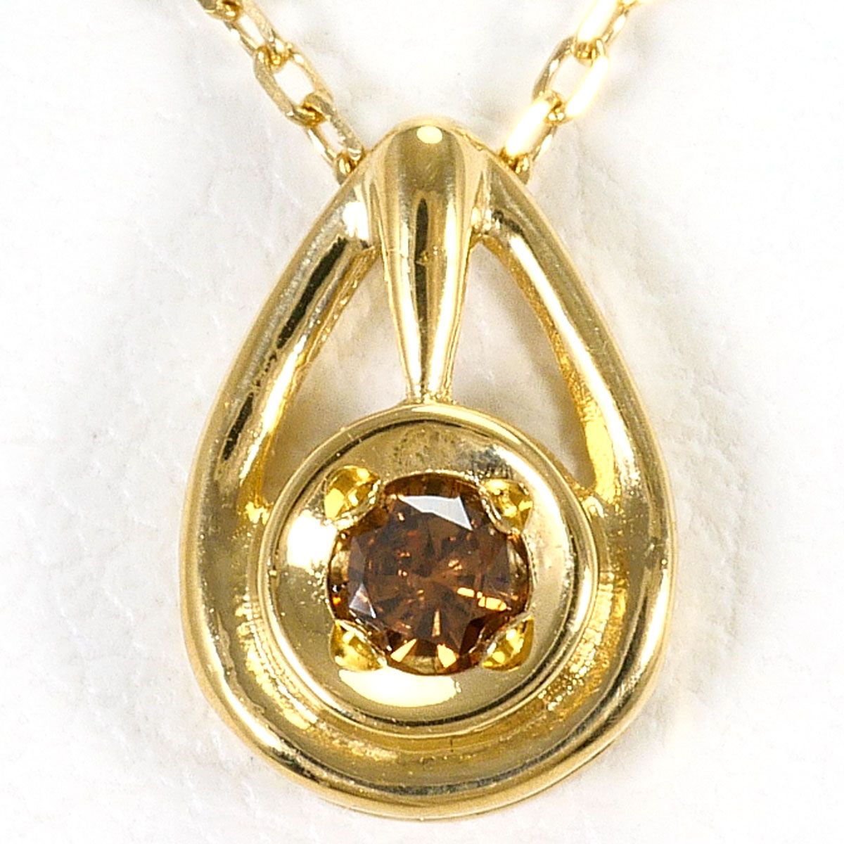 K18YG ネックレス ブラウンダイヤモンド 0.05ct 総重量約1.5g 約45cm