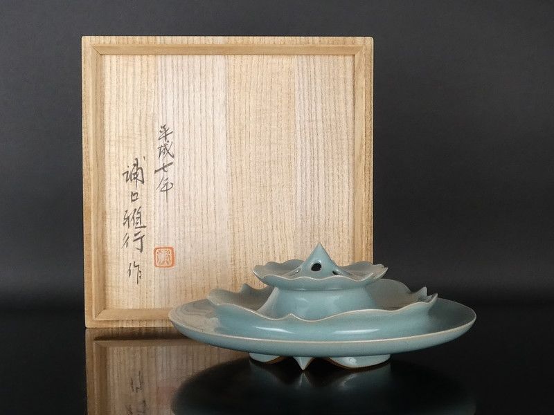 浦口雅行「青瓷香炉」共箱 約21cm 保証品 青磁 /R(L-1) 37,050円