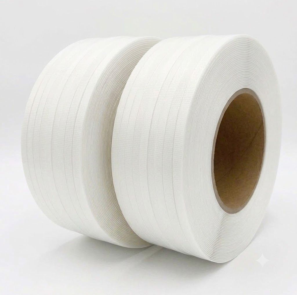 【2本セット】高品質 PPバンド 15.5mm×2500m 白 100%バージン材 梱包機対応