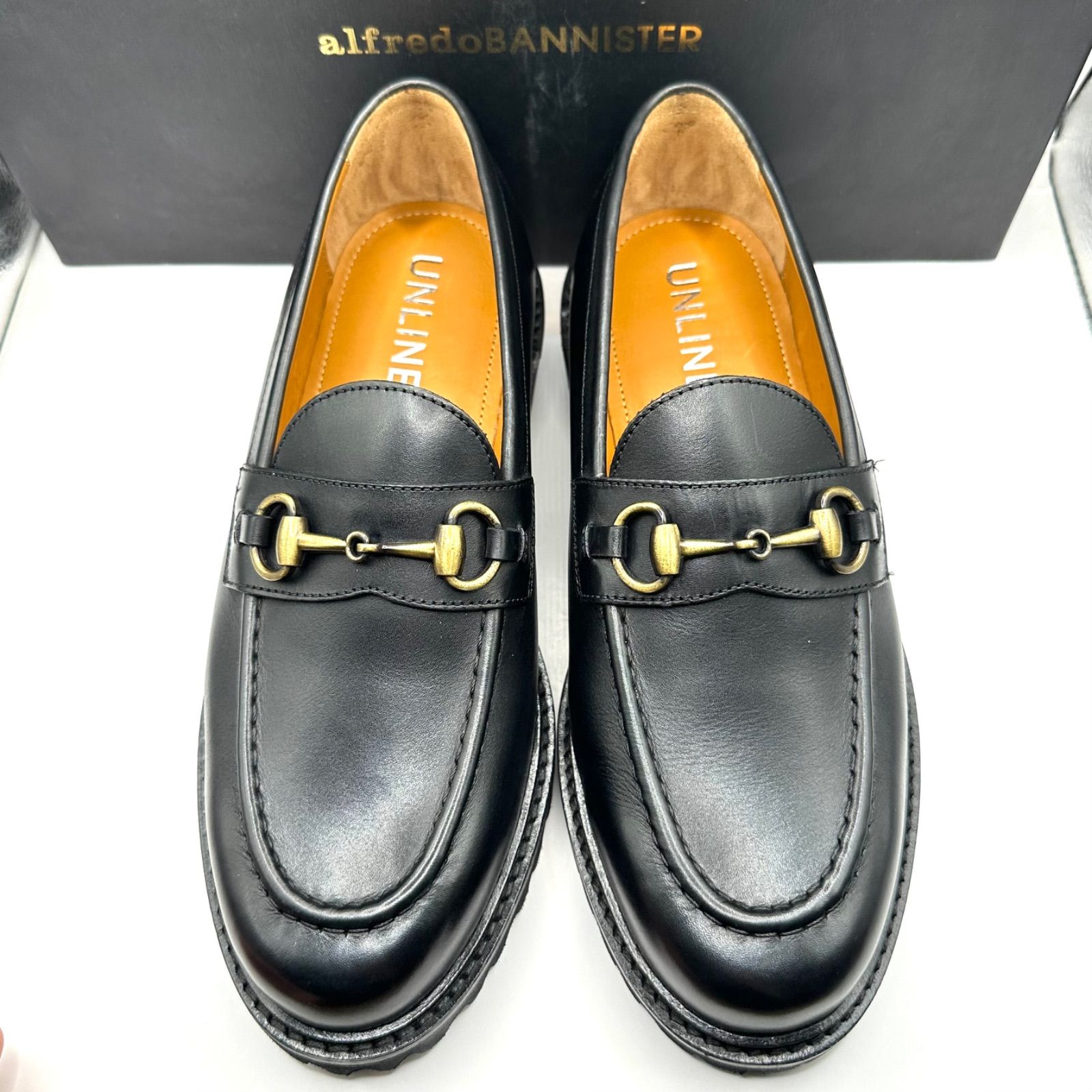 【新品未使用】UNLINE alfredoBANNISTER アルフレッドバニスター ローファー ビット モカシン ブラック 黒 サイズ39 24.5cm WEB限定 軽量ソール