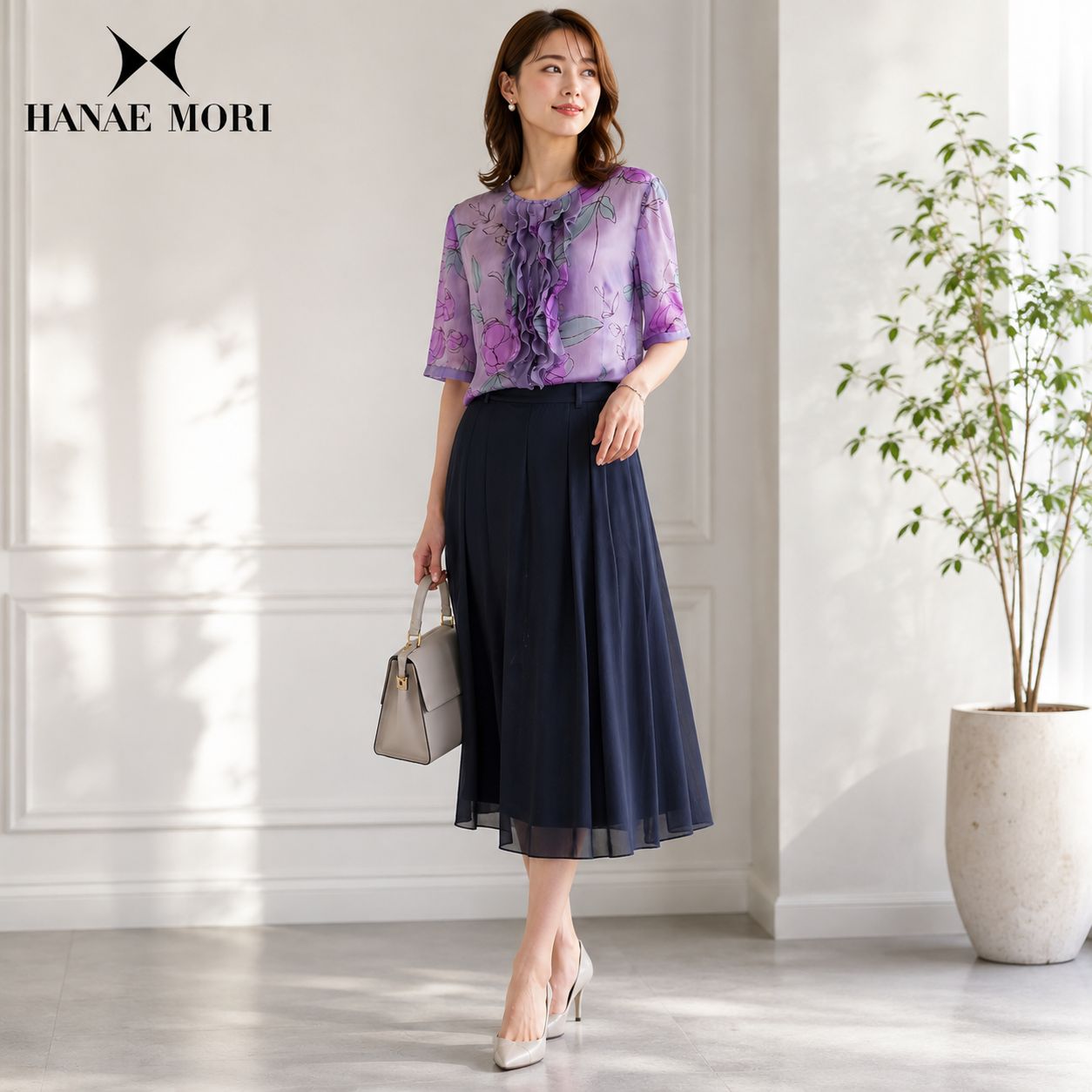 HANAE MORI - Y247 新品未使用 M ハナエモリ 近年モデル フリル 