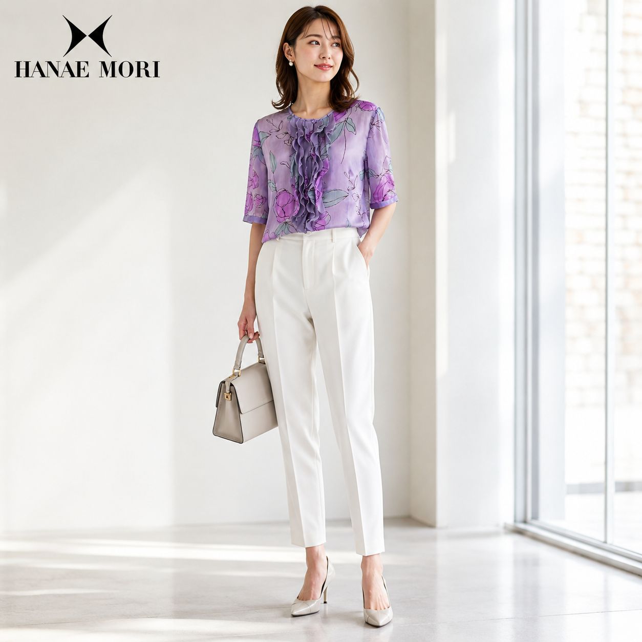 HANAE MORI - Y247 新品未使用 M ハナエモリ 近年モデル フリル 