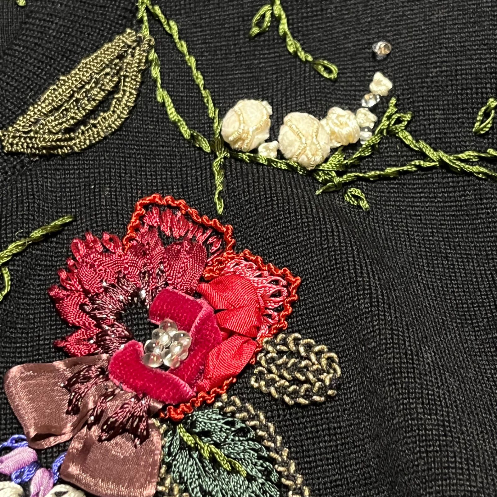 ATELIER SAGAN アトリエサガン 刺繍 ニットジャケット 肩幅パット