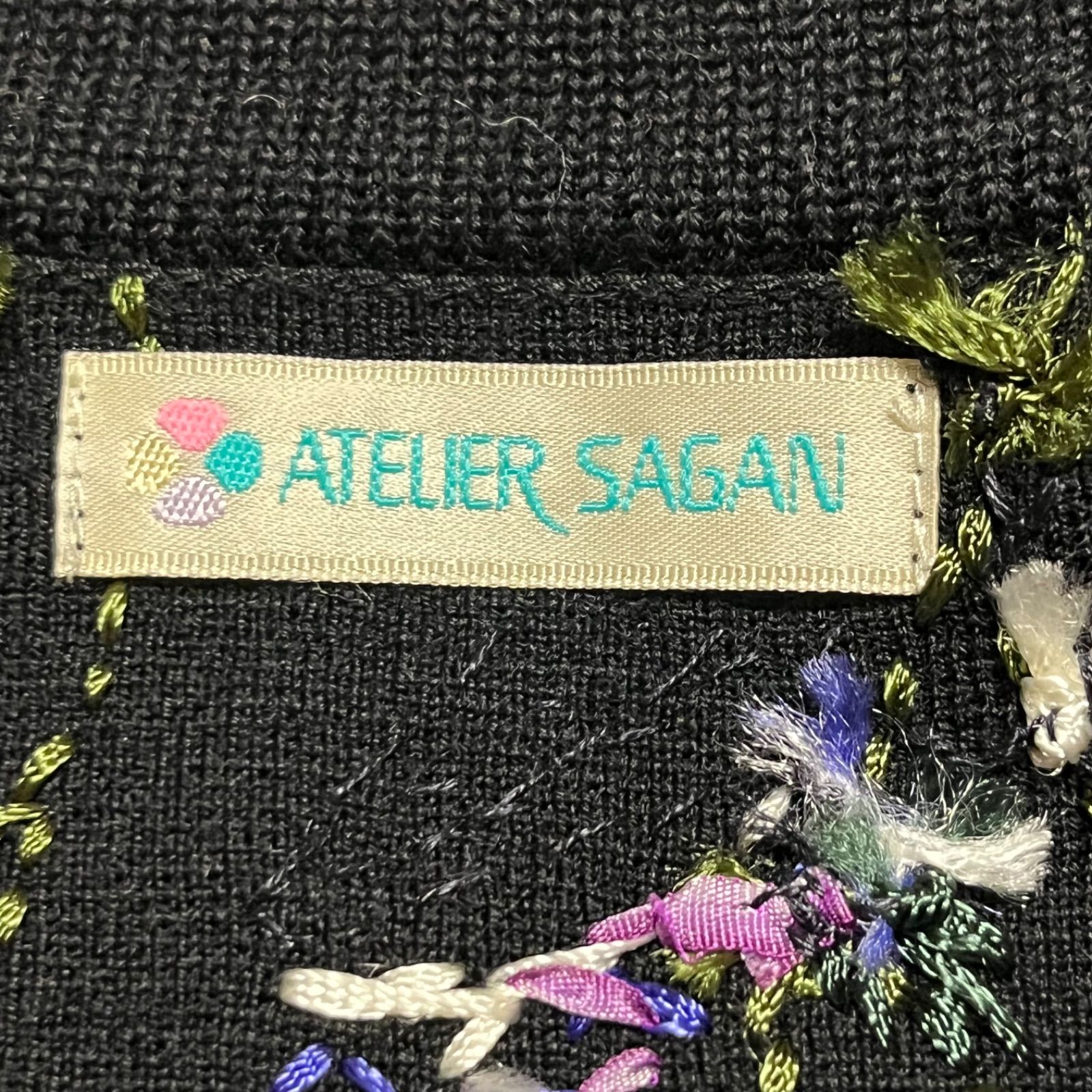 ATELIER SAGAN アトリエサガン 刺繍 ニットジャケット 肩幅パット