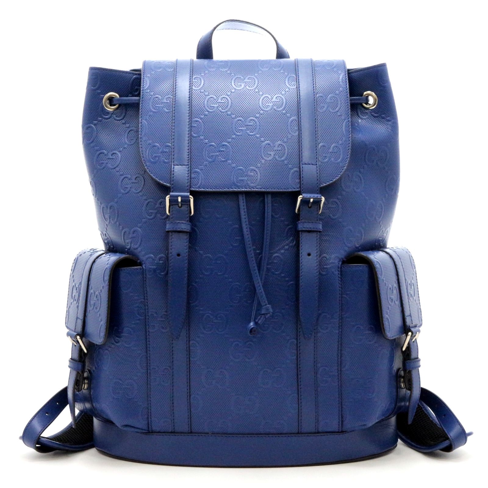GUCCI グッチ GGエンボス ラージバックパック 625770 リュック・デイパック レザー ブルー メンズ【中古】473 102,795円