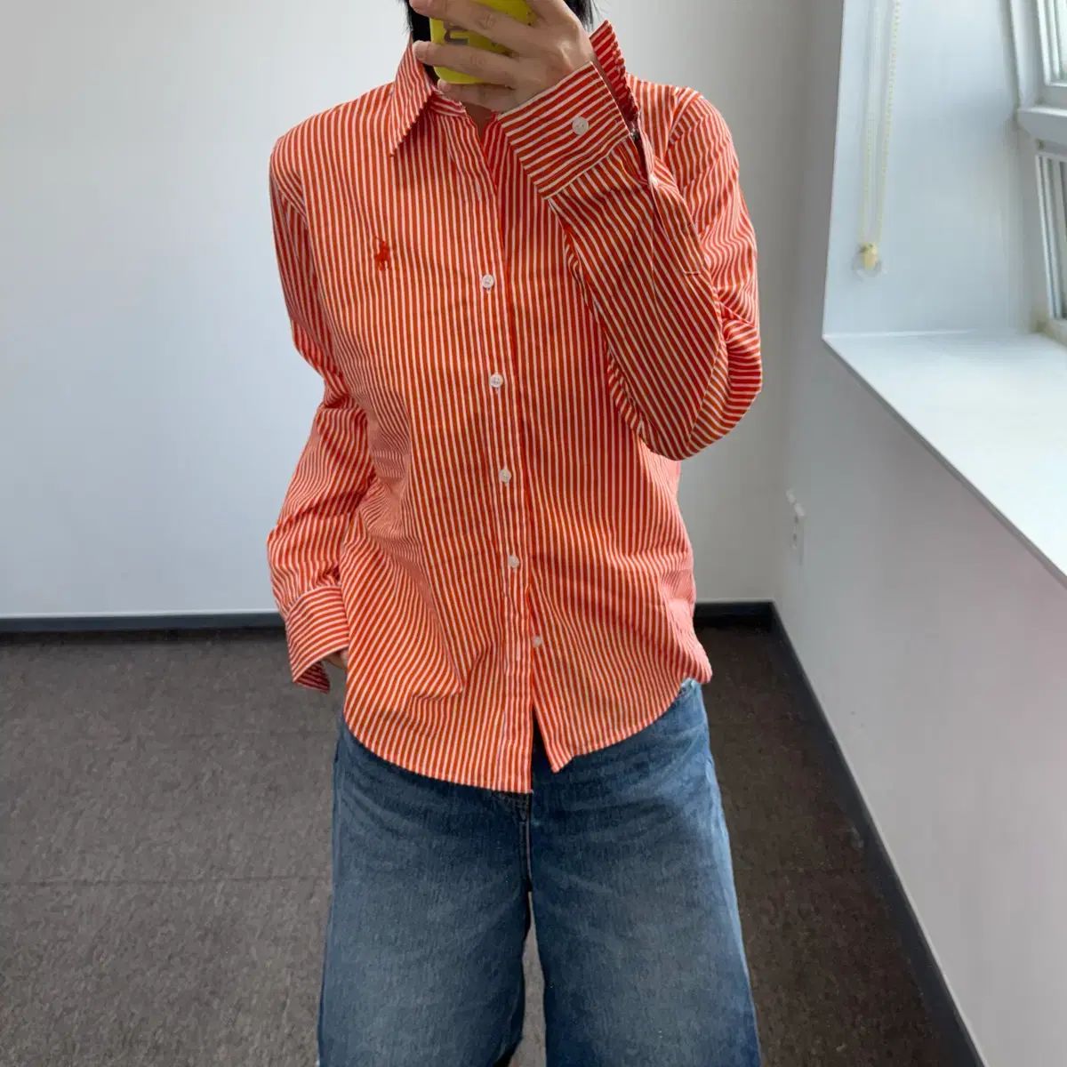 Polo ポロ オレンジ ポニー ストライプ シャツ
