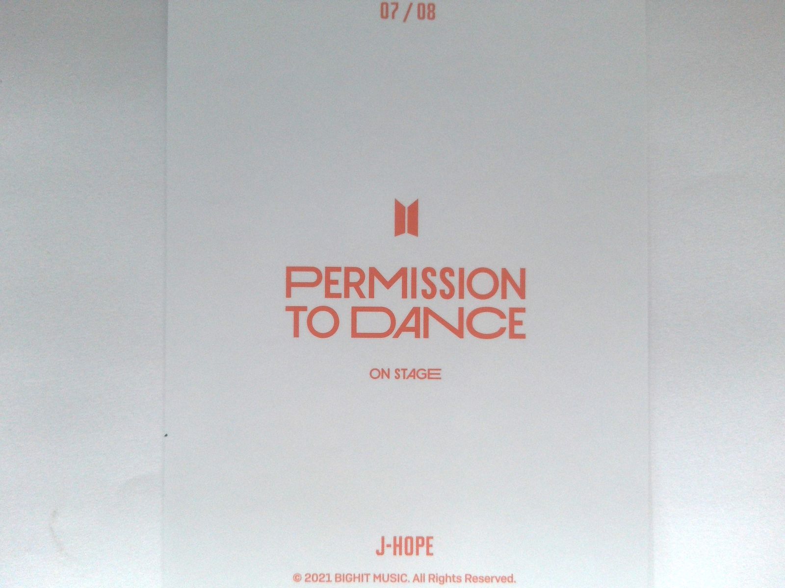 BTS J-HOPE トレカ PERMISSION TO DANCE ON STAGE ミニフォトカード (7