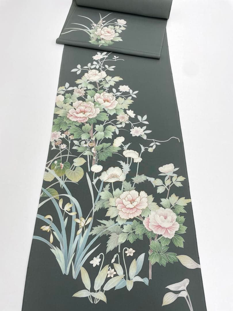 付け下げ 手刺繍 手描 金彩 正絹 反物 T9686 - メルカリ