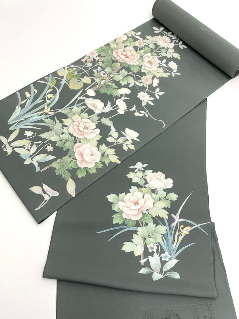 付け下げ 手刺繍 手描 金彩 正絹 反物 T9686 - メルカリ