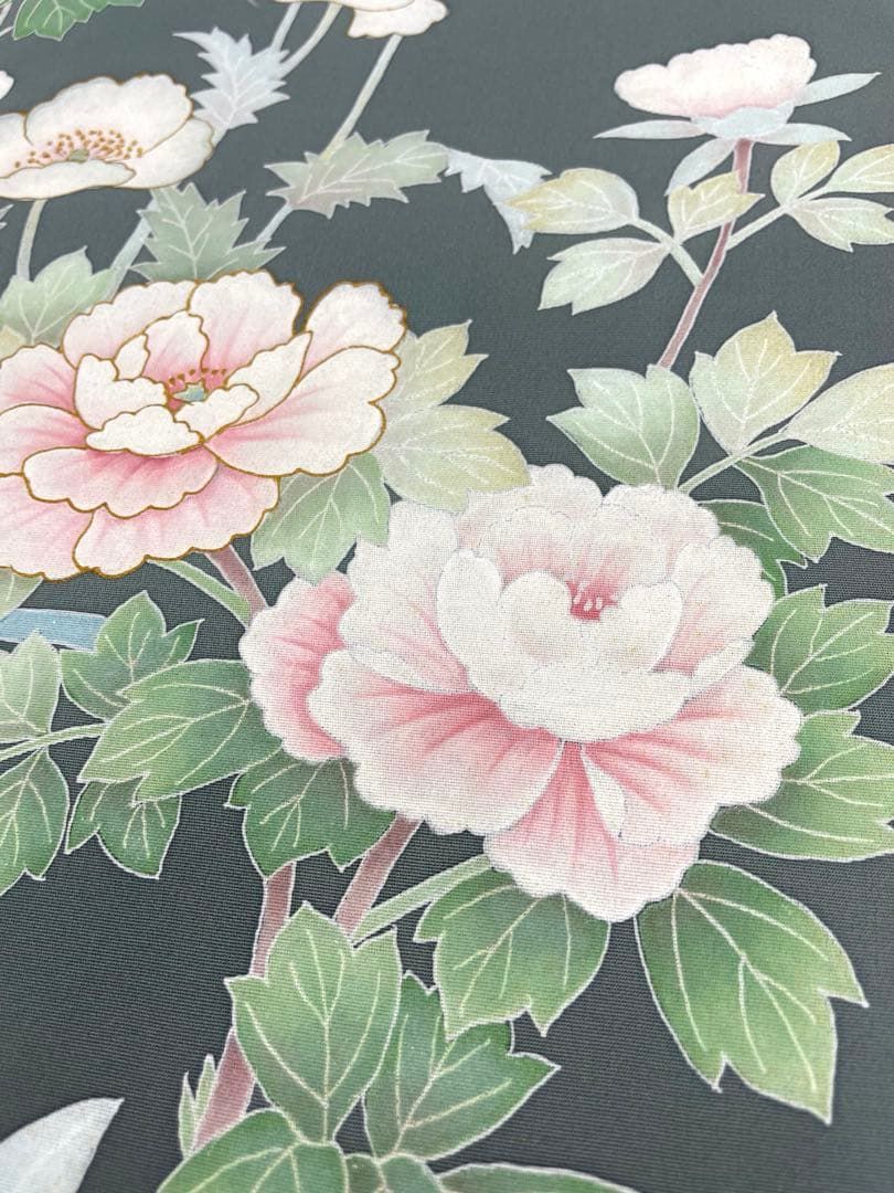 付け下げ 手刺繍 手描 金彩 正絹 反物 T9686 - メルカリ