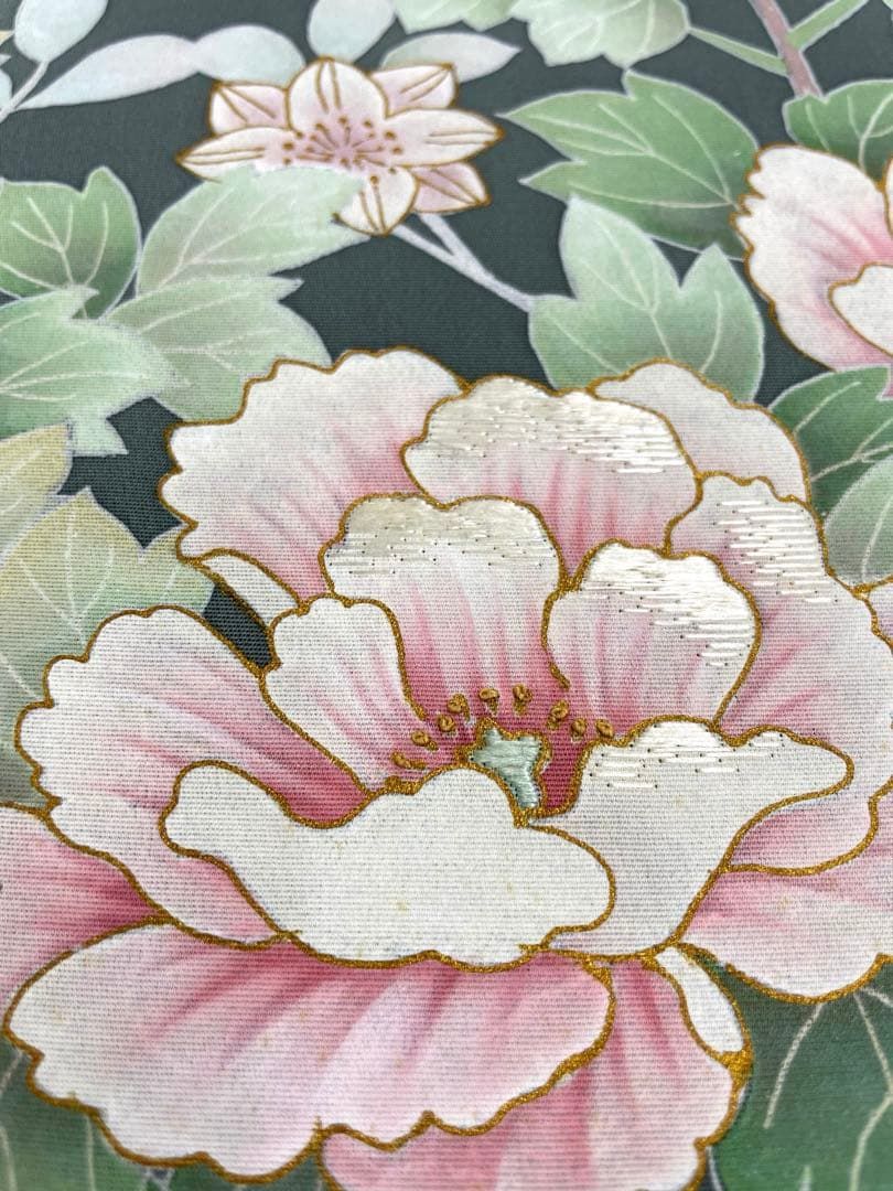 付け下げ 手刺繍 手描 金彩 正絹 反物 T9686 - メルカリ
