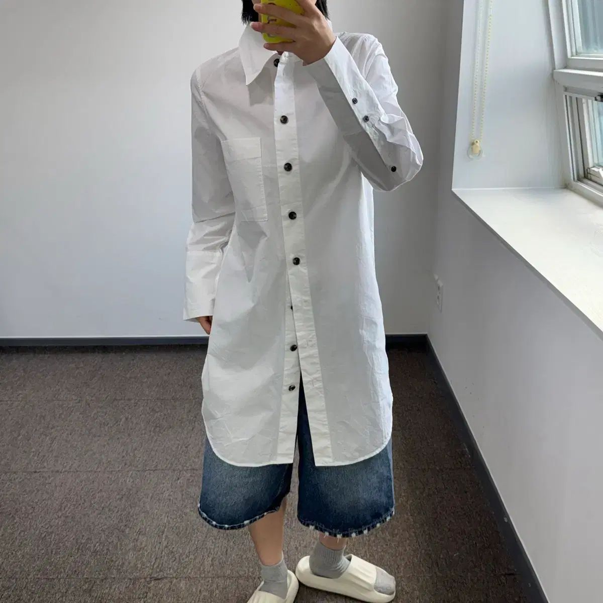 COS コス ワンポケット ロング 白 シャツ