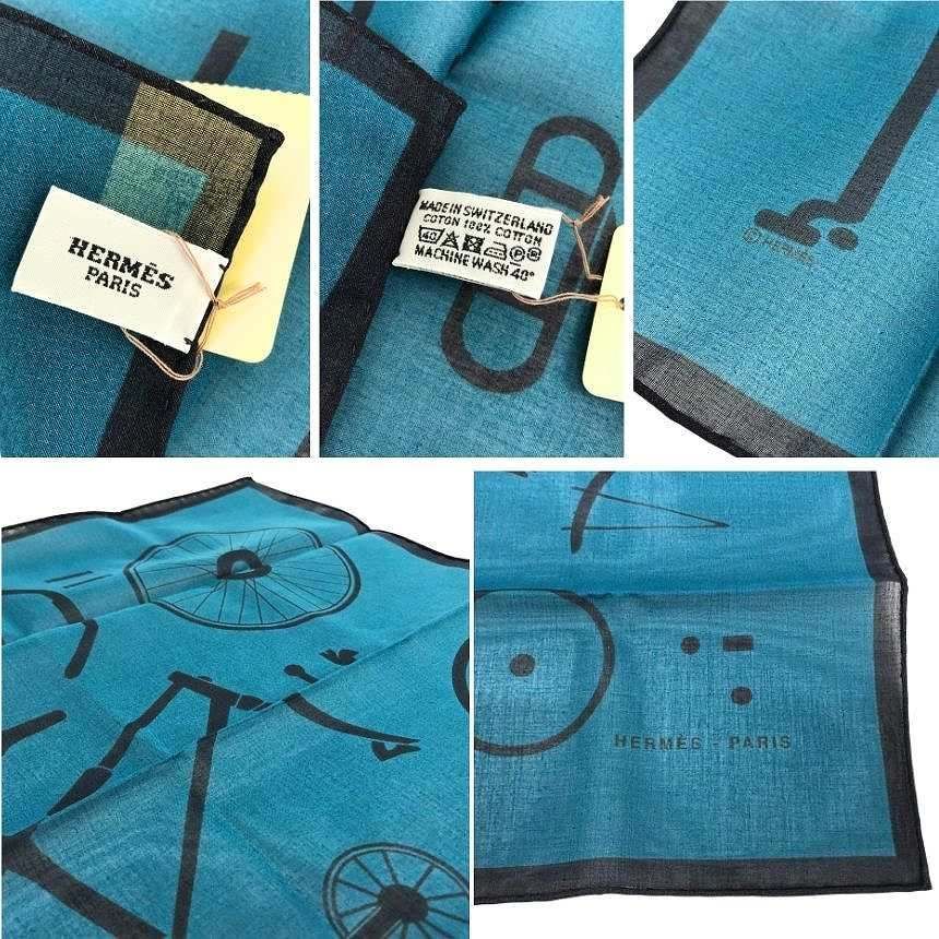 HERMES エルメス ハンカチ コットンカレ MOUCHOIR IMPRIME KIT VELO