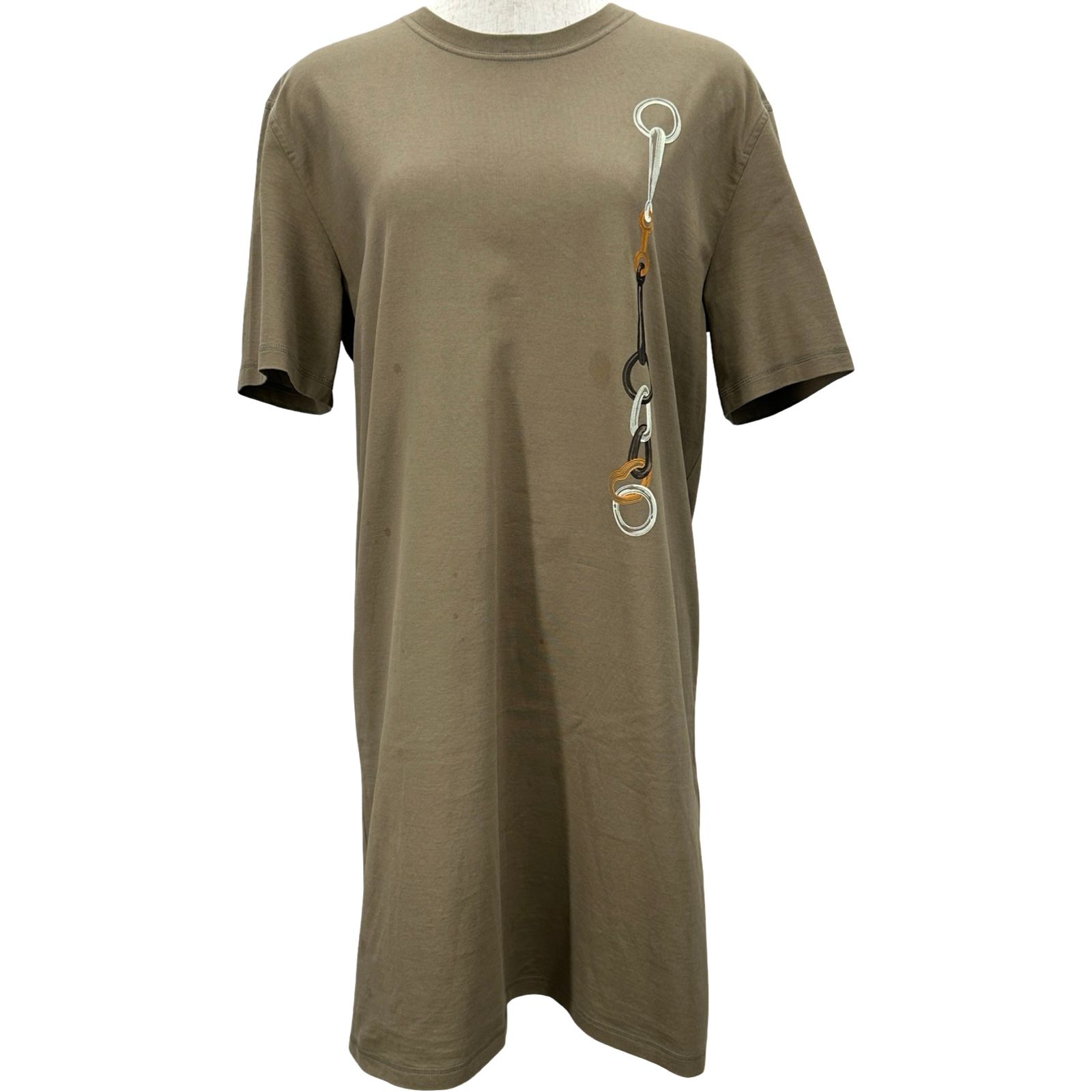 エルメス HERMES ビットプリント半袖Tシャツワンピース 4H4517DA カーキ コットン レディース ワンピース 14,910円