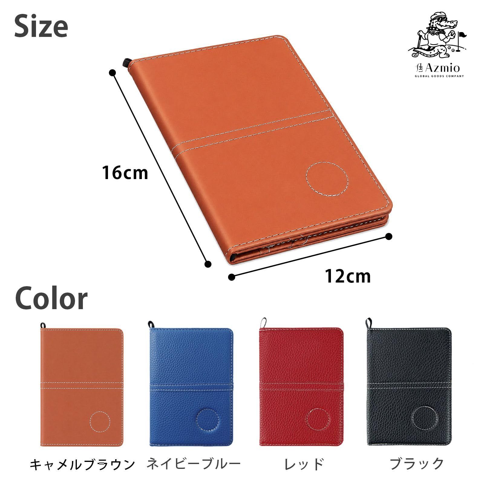 Azmio ゴルフ スコアカードホルダー PUレザー スコアカードケース