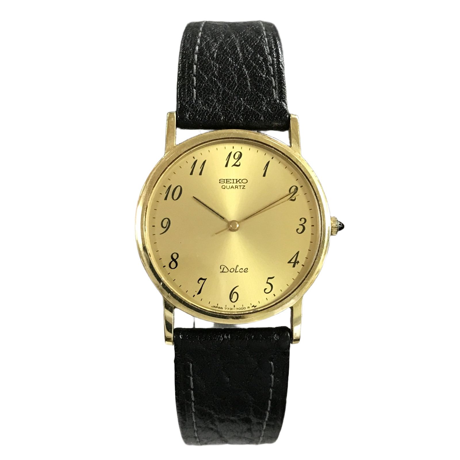 SEIKO セイコー ドルチェ 14K 7731-7000 ゴールド文字盤 不動 クォーツ メンズ レディース 腕時計 中古 訳あり T11472136