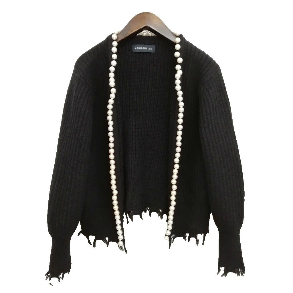 マディソンブルー MADISONBLUE MB224-8012 PERAL DAMAGE CD BRITISH WOOL パール ダメージ加工 カーディガン 1 S ブラック 22,703円