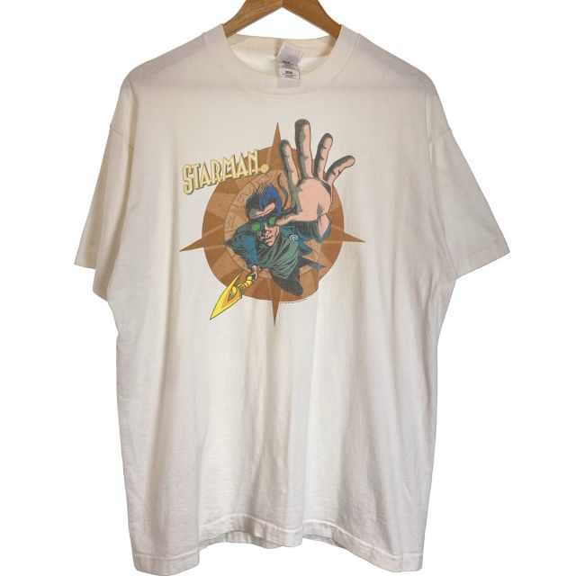 【中古】 FRUIT OF THE LOOM Tシャツ 90s vintage 90年代 OLD 半袖 トップス クルーネック プリント キャラクター スターマン DCコミックス オーバーサイズ USA製 古着 /4393
