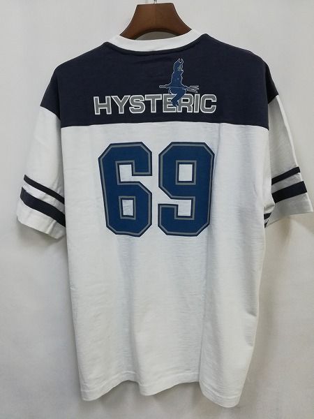 [コラボ] Supreme × HYSTERIC GLAMOUR Tシャツ XL ホワイト×ネイビー 69 Football Top Tee 綿100％ | ★ W488