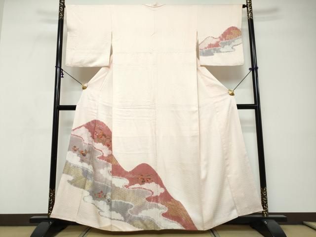 平和屋着物●訪問着　絞り　刺繍　草花籬文　金彩　正絹　逸品　DABI9137ud