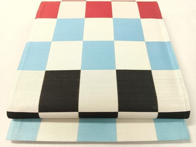 平和屋着物●六通柄袋帯 市松柄 金通し地 正絹 逸品 未使用 CABL0116vp