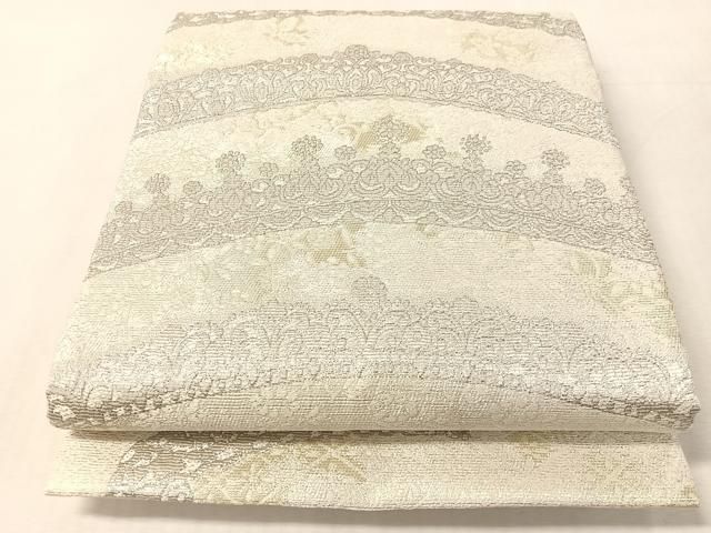 平和屋着物●六通柄袋帯 ティアラ プラチナ箔 金銀糸 正絹 逸品 CABL0179vp