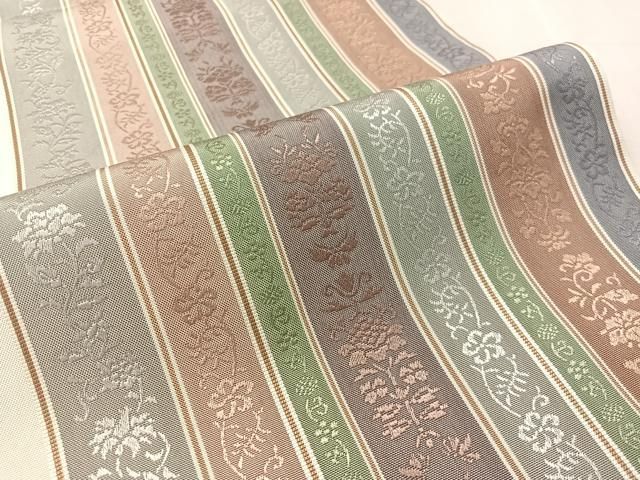 平和屋着物●本場筑前博多織 全通柄袋帯 西村織物謹製 花唐草間道 証紙付き 正絹 逸品 CABL0186vp