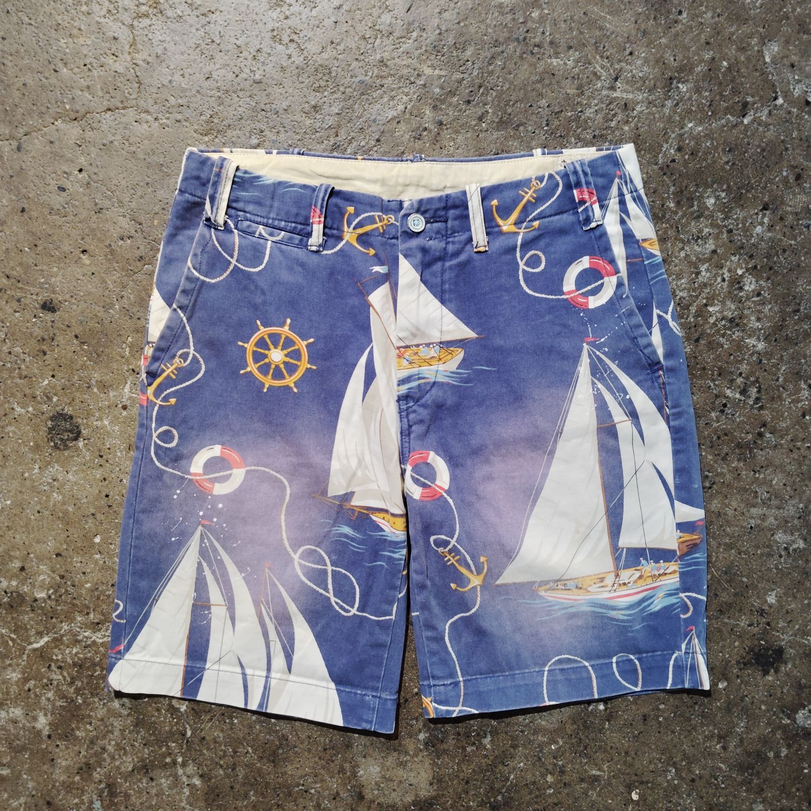 Polo Ralph Lauren 90s~00s ヨット柄ハーフパンツ TALONジップ マリン 船 ポロラルフローレン 1990s 2000s