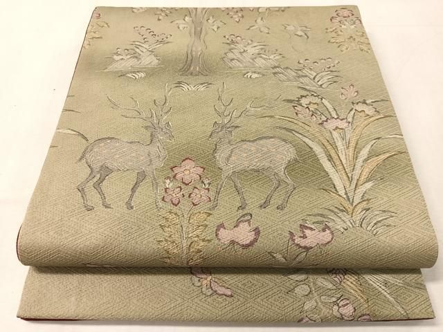 平和屋着物●全通柄　京袋帯　動物吉祥花文　正絹　逸品　CABL0189vp