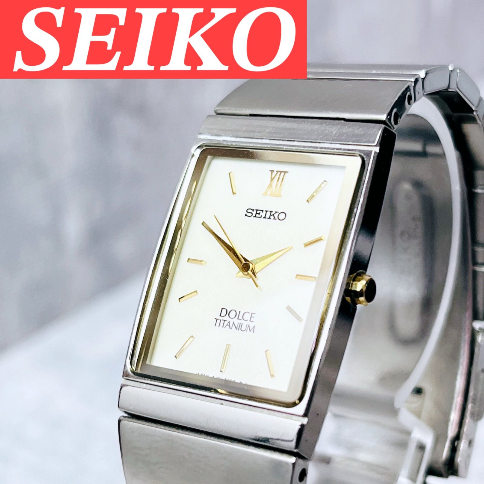 希少 SEIKO セイコー DOLCE ドルチェ 4J41-5000 チタン レクタンギュラー クォーツ レディース 腕時計