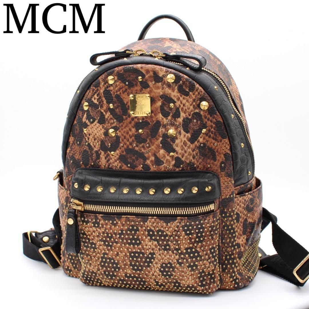 【極美品】MCM スターク レオパード柄 スタッズ ヴィセトス柄 リュックサック