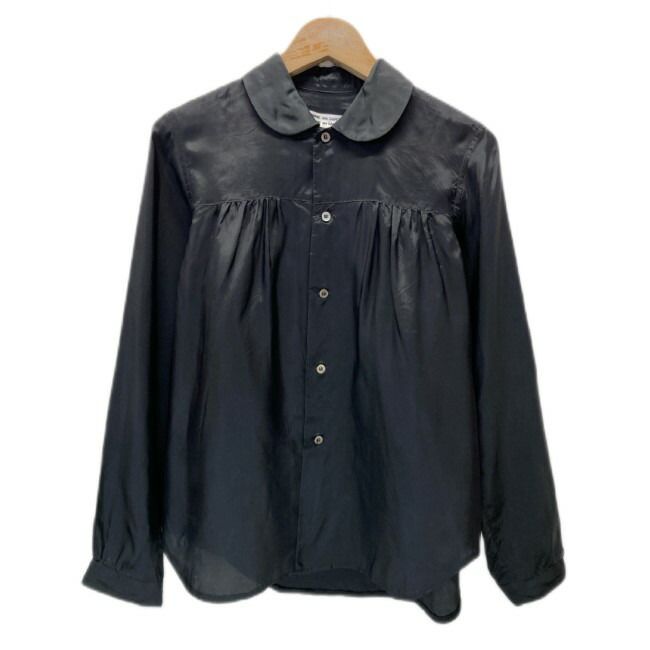 【中古】　COMME des GARCONS　プレーンシャツ　長袖　ブラウス　トップス　丸襟　無地　光沢　AD2006　日本製　ドメスティック　古着　/2496