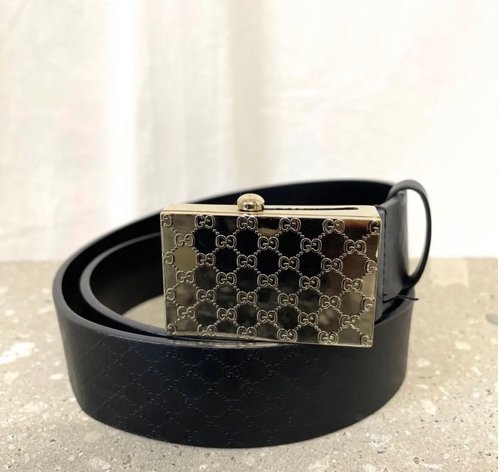 GUCCI グッチ ベルト シマレザー ブラック ①
