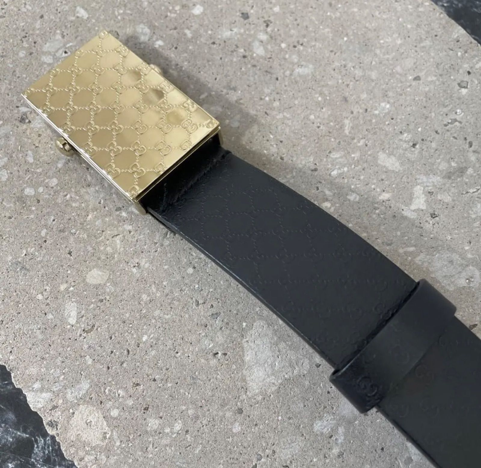 GUCCI グッチ ベルト シマレザー ブラック ① GUCCI グッチ ベルト シマレザー ブラック ①