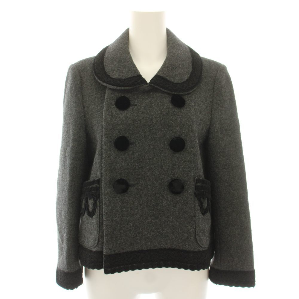 タオ コムデギャルソン TAO COMME des GARCONS AD2009 ダブルブレスト ラウンドカラージャケット アウター レース グレー 黒 ブラック 3D-J006 /YT