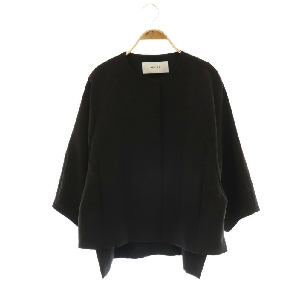 アドーア ADORE エアリーダブルクロスジャケット ノーカラー 九分袖 ブラック /HK ■OS ■SH 7,957円