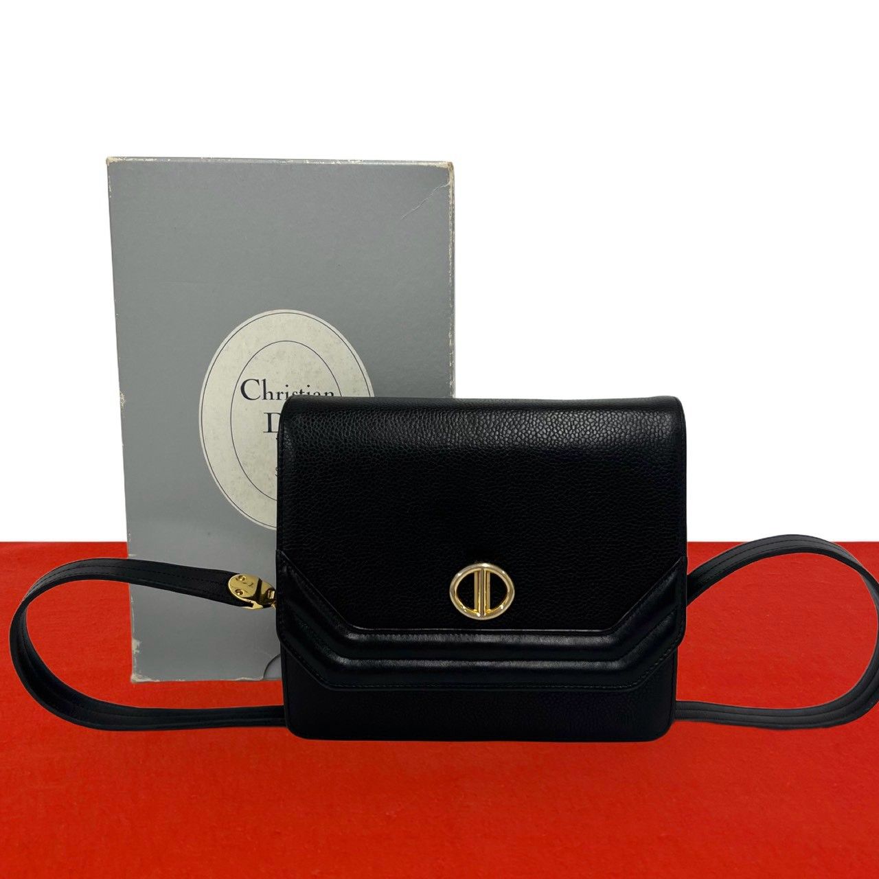 極 美品 箱付き Christian Dior ディオール ヴィンテージ ロゴ 金具 