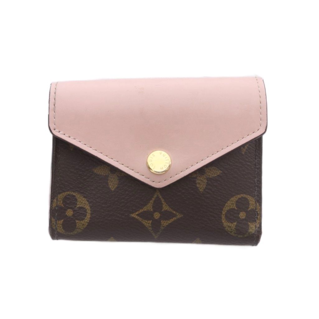 ルイヴィトン LOUIS VUITTON ポルトフォイユ・ゾエ 三つ折り財布 ウォレット 茶 ブラウン ピンク スナップボタン開閉 モノグラム柄 M62933 /RI ■OS ■OH 14,742円