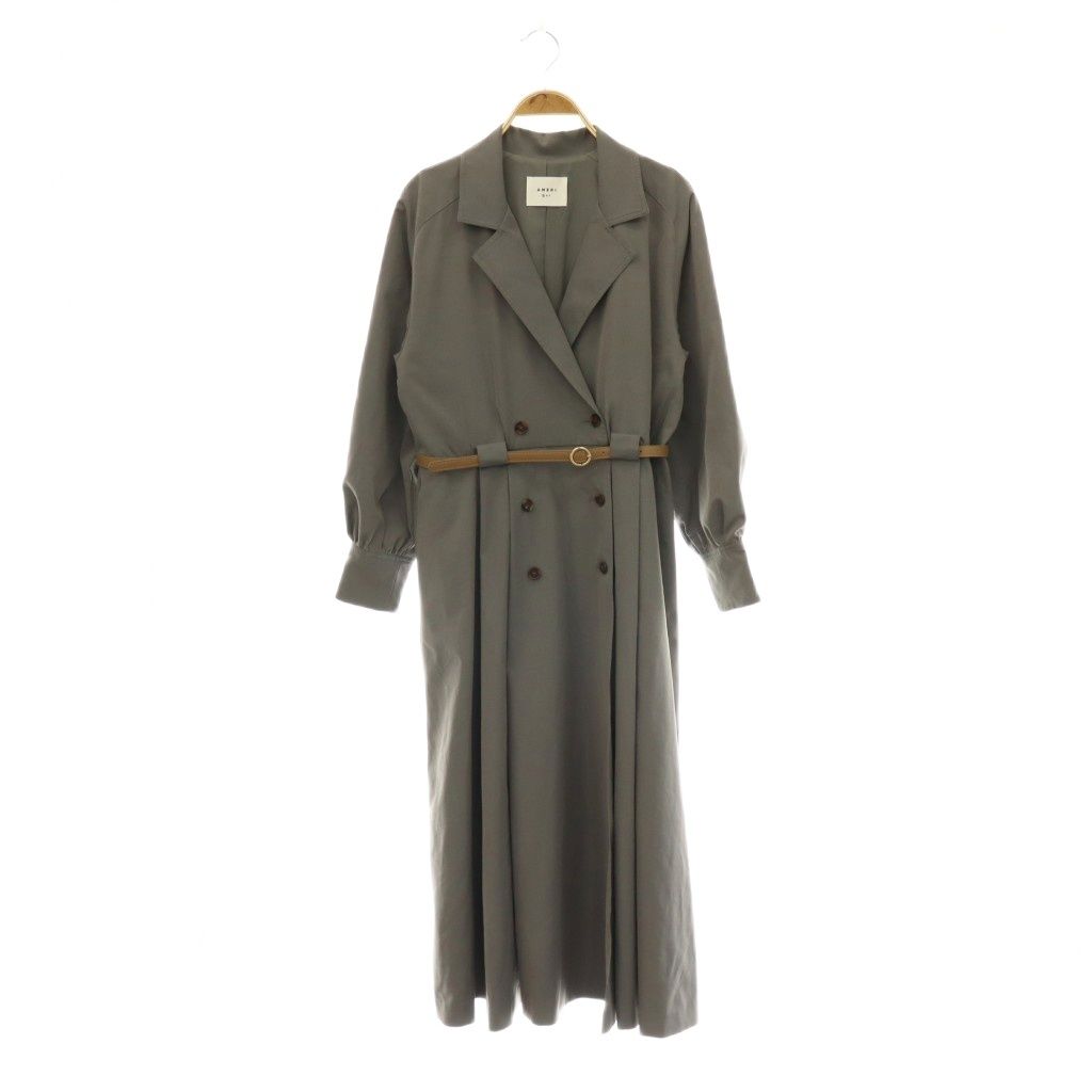 アメリヴィンテージ Ameri VINTAGE LONG COAT LIKE BELT DRESS ワンピース 長袖 ロング ベルト付き S グレー /CX ■OS