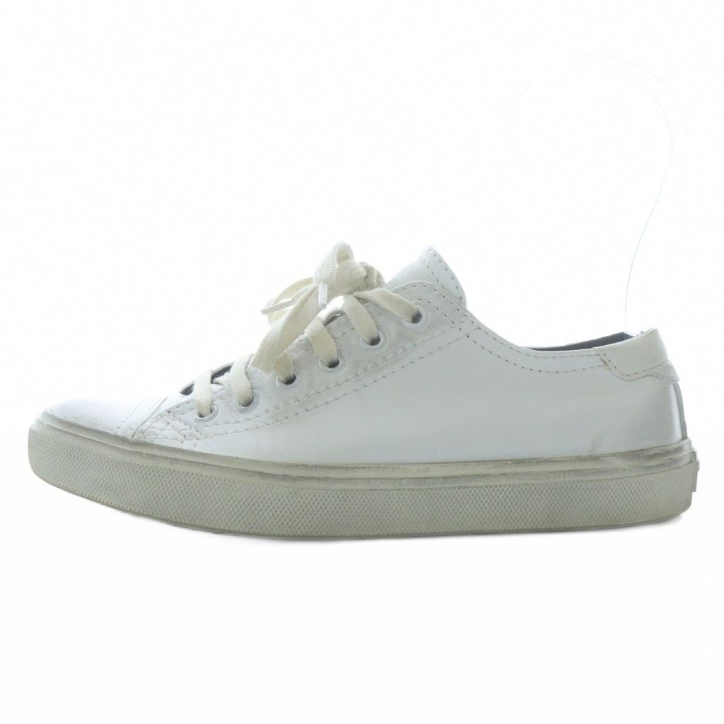 サンローラン パリ SAINT LAURENT PARIS BEDFORD スニーカー ローカット レザー ユーズド加工 35 ホワイト /YO2